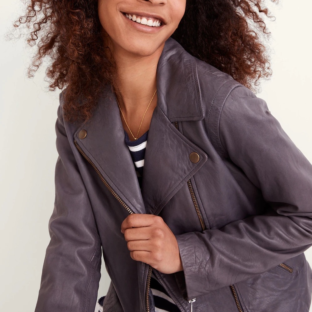 Madewell, Leather Moto Jacket Gray Small | Real Leather, Soft Broken-In – NWT